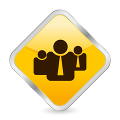 business people yellow square icon