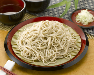 Soba: Japanese noodle with traditional tray
