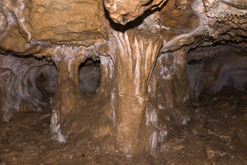 Texture of stalctites in a small cave