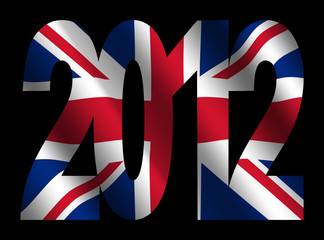 2012 text with rippled British flag illustration