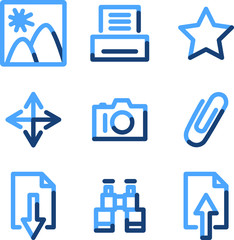 Image library icons, blue contour series