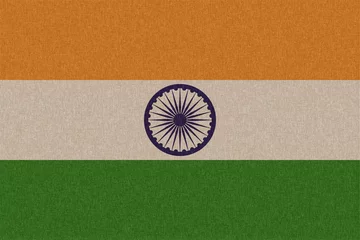 Zelfklevend Fotobehang drapeau tissu inde india flag in material © DomLortha