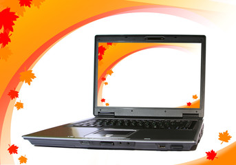 laptop with autumn background