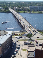 Riga's Stone bridge from above