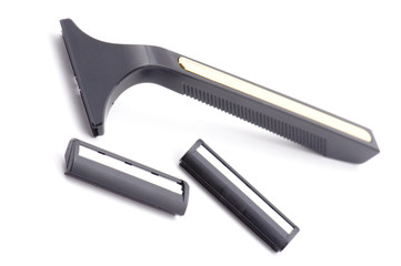object on white - Black safety razor
