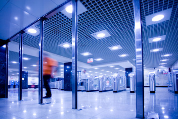 turnstile and doors in Moscow subway