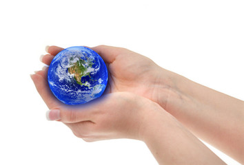joined hands holding globe, shallow DOFShallow DOF