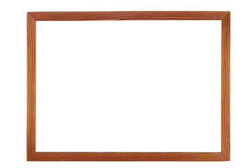 Wooden picture frame isolated on white.