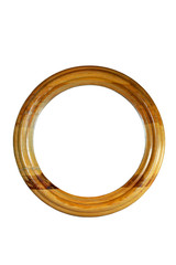 round  wooden frame isolated on white