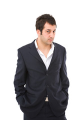 angry businessman portrait on white background