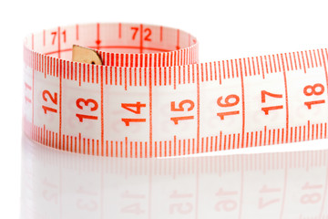 Tape rolled with Shallow Depth of Field a over white background