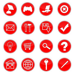 16 icones web rouge