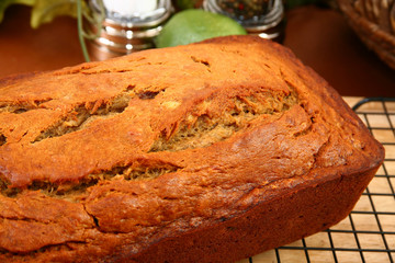 Hand made banana bread in kitchen or restaurant.