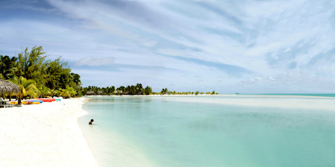 Huge panoramic view of Aitutaki lagoon