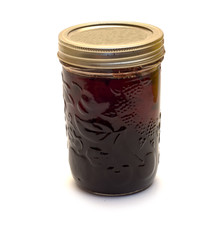 A jar of homemade blueberry jam