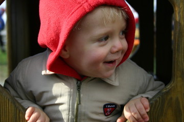 Little boy playing on a playground