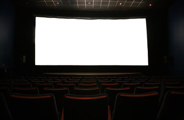 film screen in dark cinema