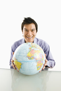 Man with globe.