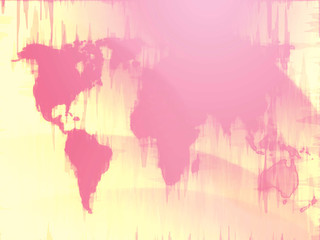 Map of the world illustration, glowing outline gradient colors