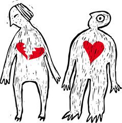 End of a love story concept. Divorce or separation illustration