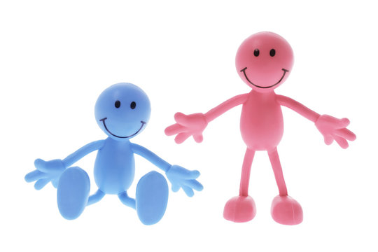 Smiley Rubber Figure on Isolated White Background