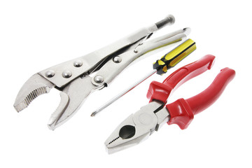 Hand Tools on Isolated White Background