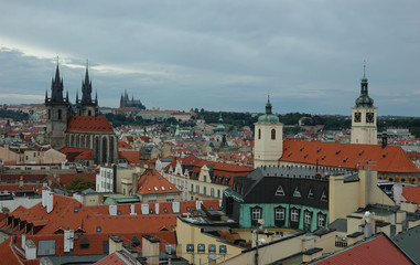 Naklejka na ściany i meble View of Prague in overcast day