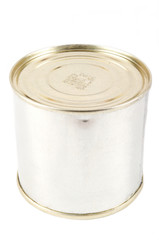 Blank tin can. Isolated on a white background.