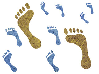 Isolated colored footprints, background