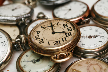 Old vintage clocks, watches