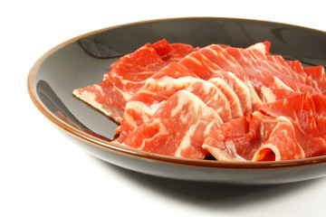 Pork Slices Ready for Stir Fry With Marbled Fat Texture