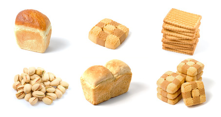 Set of bakery isolated on white background