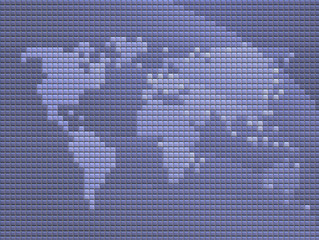 Fototapeta na wymiar Map of the world in mosaic tiled style