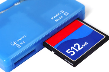 Multimedia card reader isolate on white background