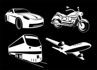 Vector transport illustration. Black and white.
