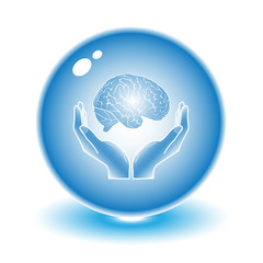 Protection of brain. Vector brain illustration. Simply change.