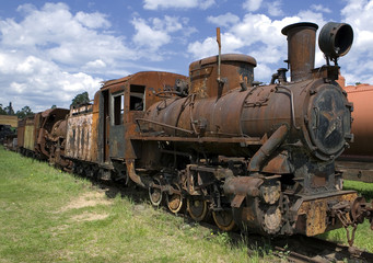 Naklejka premium Old rusty steam locomotive