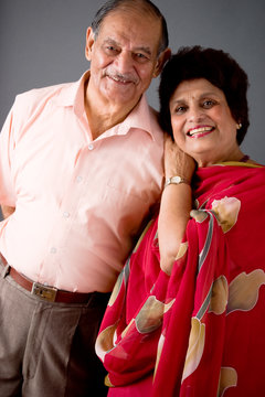 Portrait of a happy elderly East Indian couple