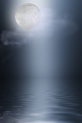 Full moon reflecting in water