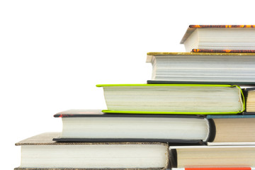 Staircase made of books isolated on white background