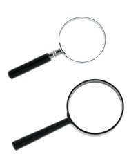 Two magnifying glasses in isolated white background