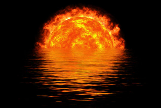Fiery sphere in water