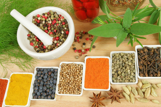 Variety of herbs and spices
