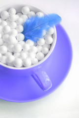 violet mug on white background