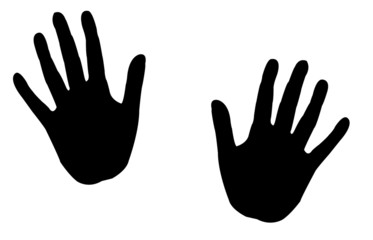 Obraz premium Two hand silhouettes trying to help one to each other