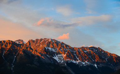 mountain to at sunset in the rockies canada