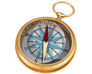 Isolated illustration of a golden compass