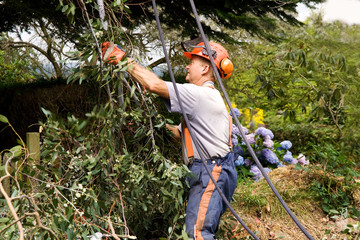 Man working with ropes