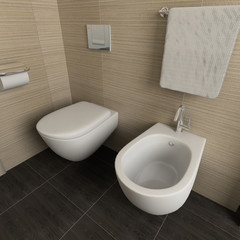 Naklejka na ściany i meble Modern design interior of bathroom. 3D render