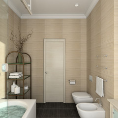 Modern design interior of bathroom. 3D render